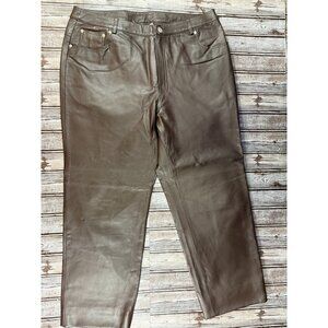 Newport News Jeanology Collection Jean Style Leather Pants Size 18 W color brown